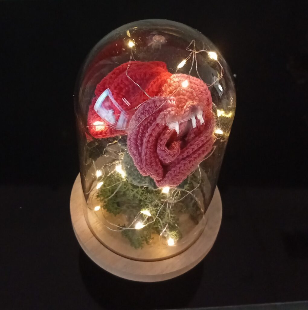 Rose sous cloche au crochet